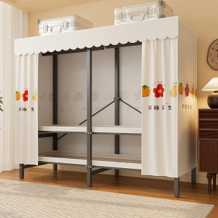 折叠布衣柜简易全钢架金属 衣柜卧室家用出租房免安装 新疆西藏 包邮
