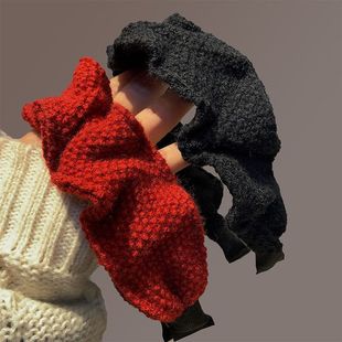 带头发的发箍玫瑰红娇!针织秋冬高级感红色发箍女款新款头箍复古