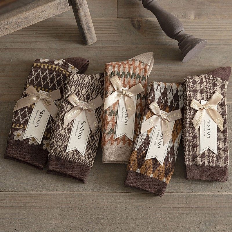 美拉德搭配毛衣大衣长袜子女秋季复古民族风中筒袜ins双针双路,女士内衣/男士内衣/家居服,短袜,淘宝优惠券,粉丝福利购,淘宝优惠卷