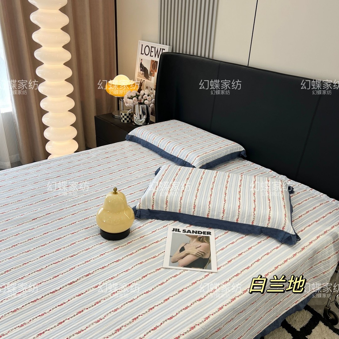 2024秋冬热卖 新品 法式花边全棉四季款床盖三件套