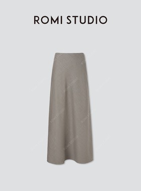 ROMI STUDIO“从容优雅”绵羊毛混纺斜纹花纱感A字半裙 RW24WXD12