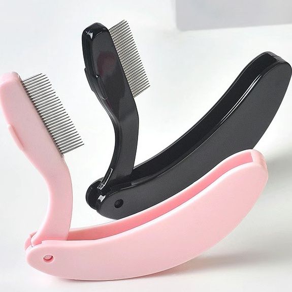 睫毛钢梳极细刷钢针小梳子不锈钢眼睫毛刷眉毛刷便携折叠化妆工具