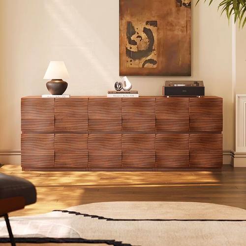 中古风实木斗柜法式复古家用落地柜多功能组合柜床边收纳柜床头柜