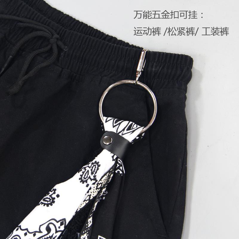 裤子挂坠腰果花方巾裤链挂嘻哈hiphop潮人裤巾男女包包挂饰复古