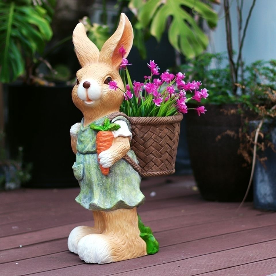兔子花盆摆件户外阳台花园庭院装饰别墅造景布置创意可爱动物花缸