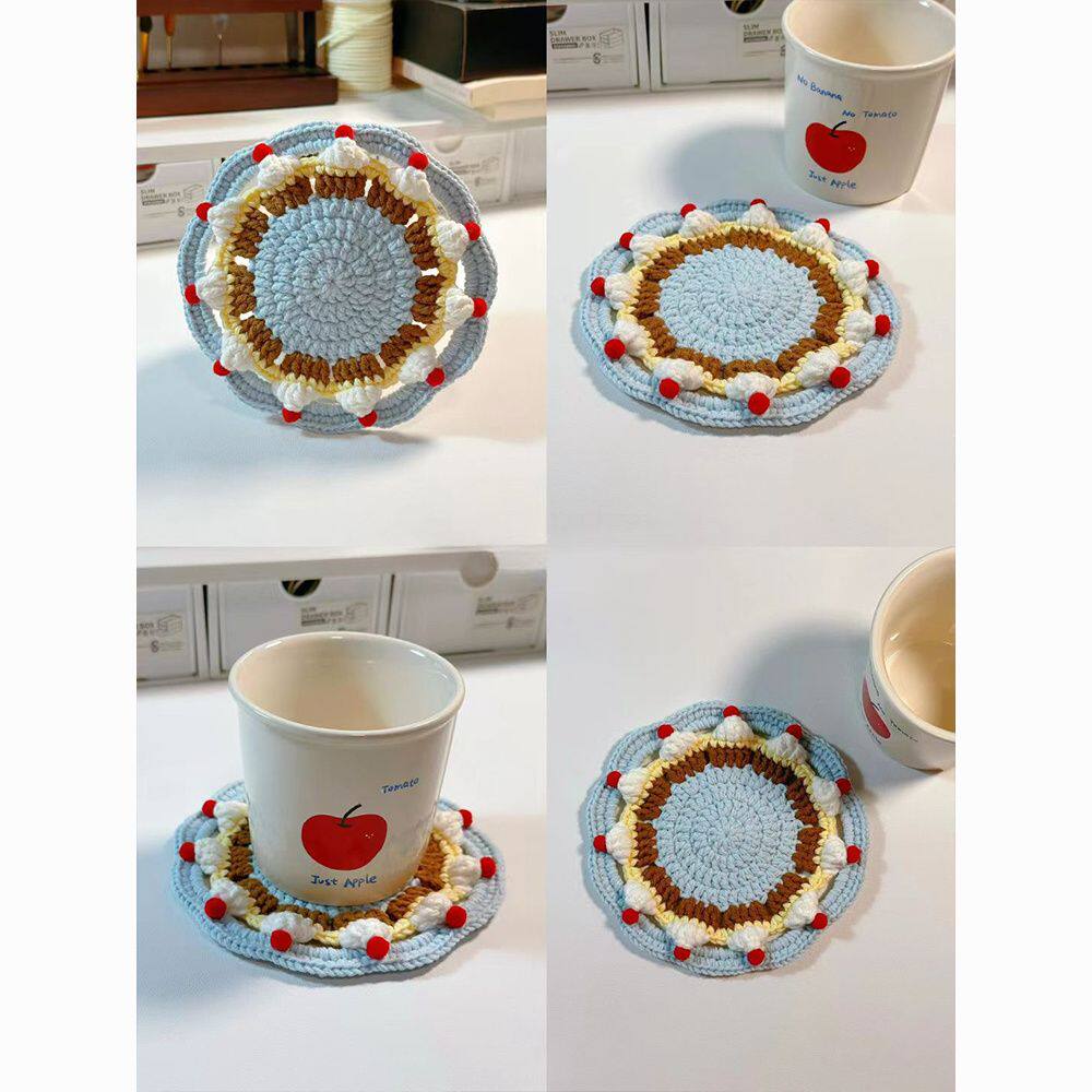 可爱布丁蛋糕杯垫创意文艺针织杯垫送闺蜜礼品成品