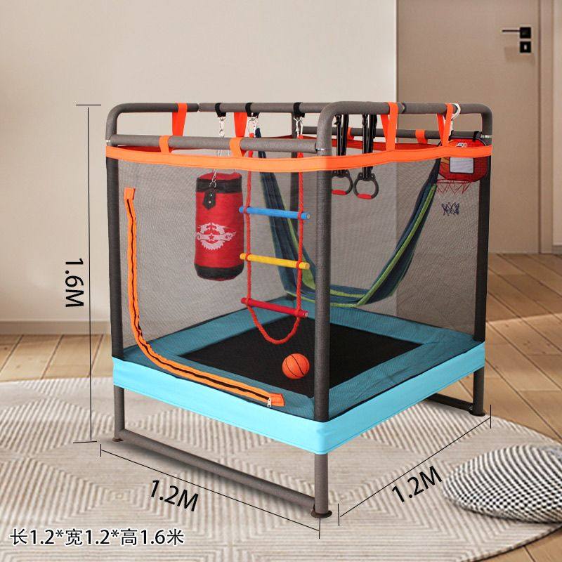 蹦蹦床家用儿童室内方形小孩宝宝跳跳床带护网弹跳床家庭健身减肥