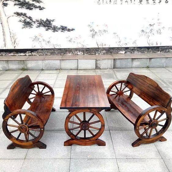 户外防腐实木桌椅套件休闲农庄碳化庭院阳台家具组合酒吧茶餐桌凳