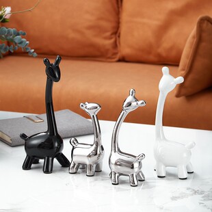 陶瓷摆件装饰品小鹿一家四口电视柜酒柜家居饰品极简简约意式高档