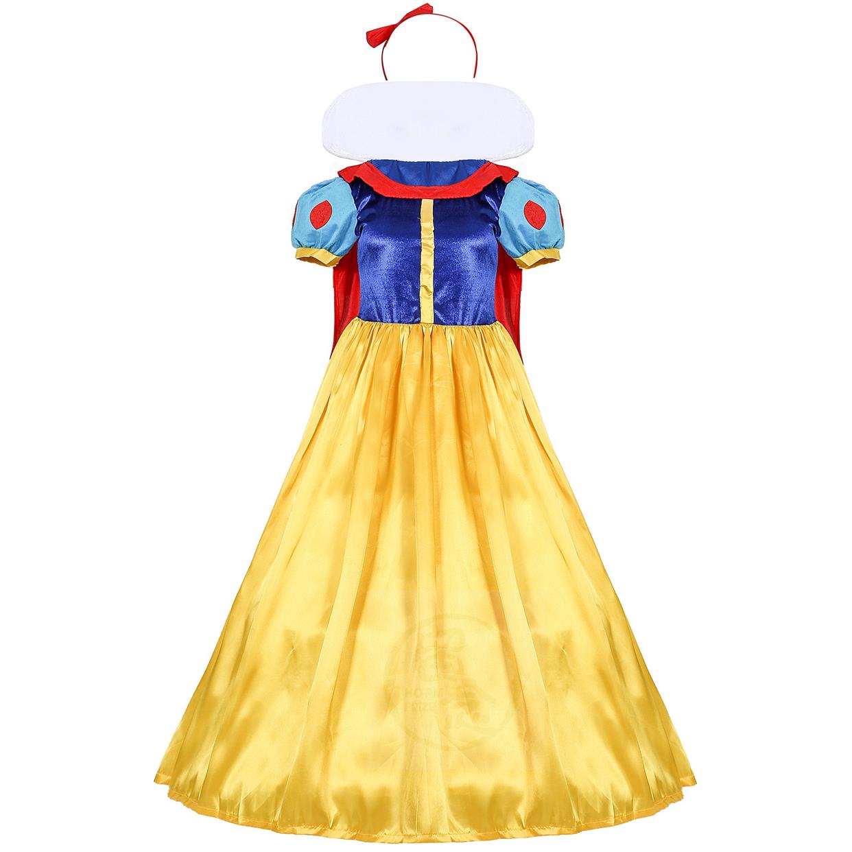 万圣节白雪公主服装性感女性斗篷礼服舞台角色扮演蓝黄色含裙撑