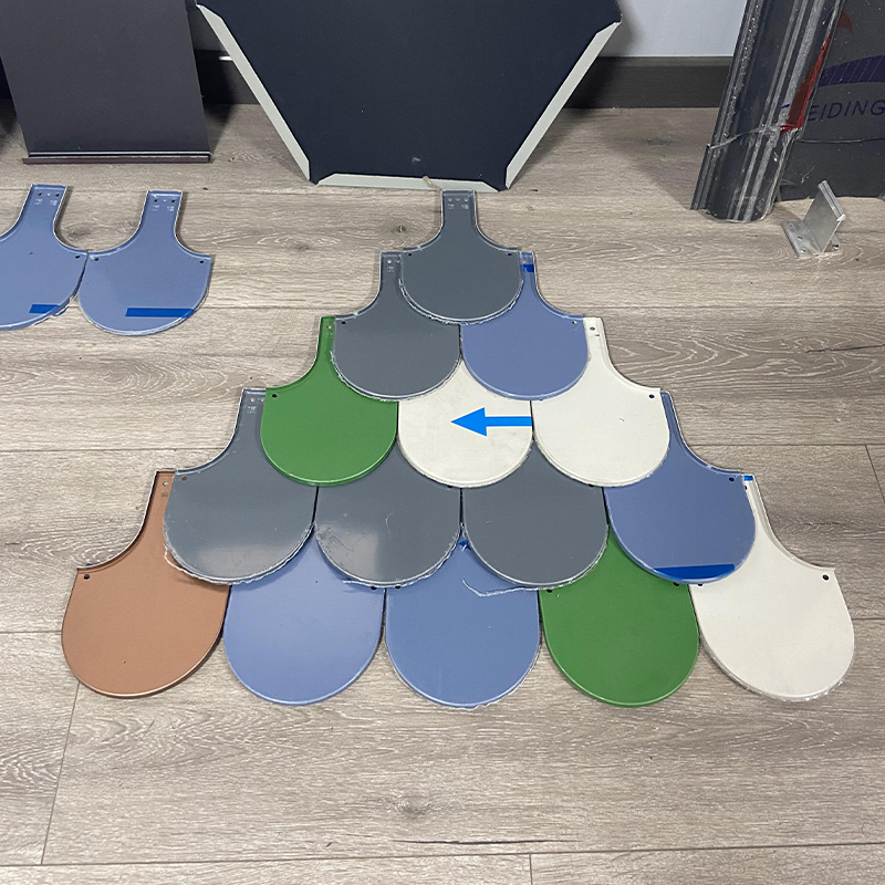 1.0mm厚铝镁锰金属鱼鳞瓦150*229铝平锁扣板穹顶屋面用半圆金属瓦