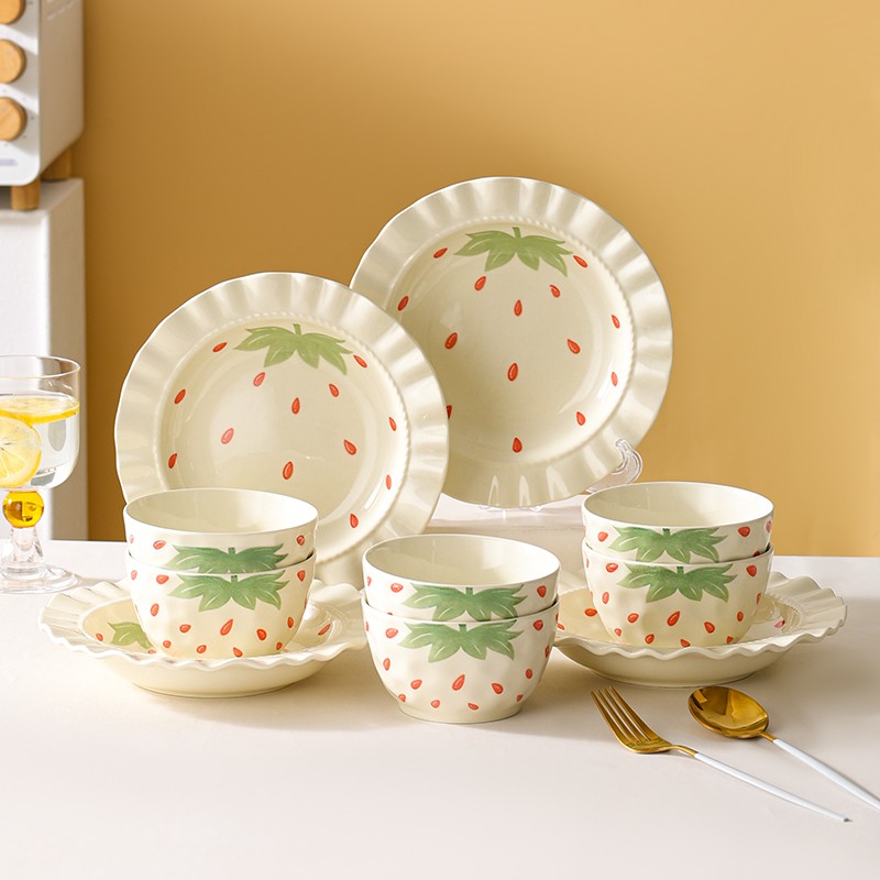芬利兰【10个装】釉下彩-遇见莓好-10件套6碗4盘陶瓷餐具-2