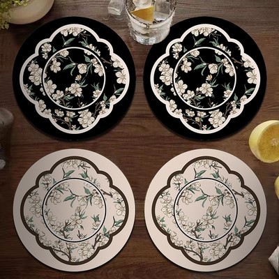 Mooshine慕上 奶油风侘寂风餐桌隔热垫圆形杯垫防水防油碗盘垫