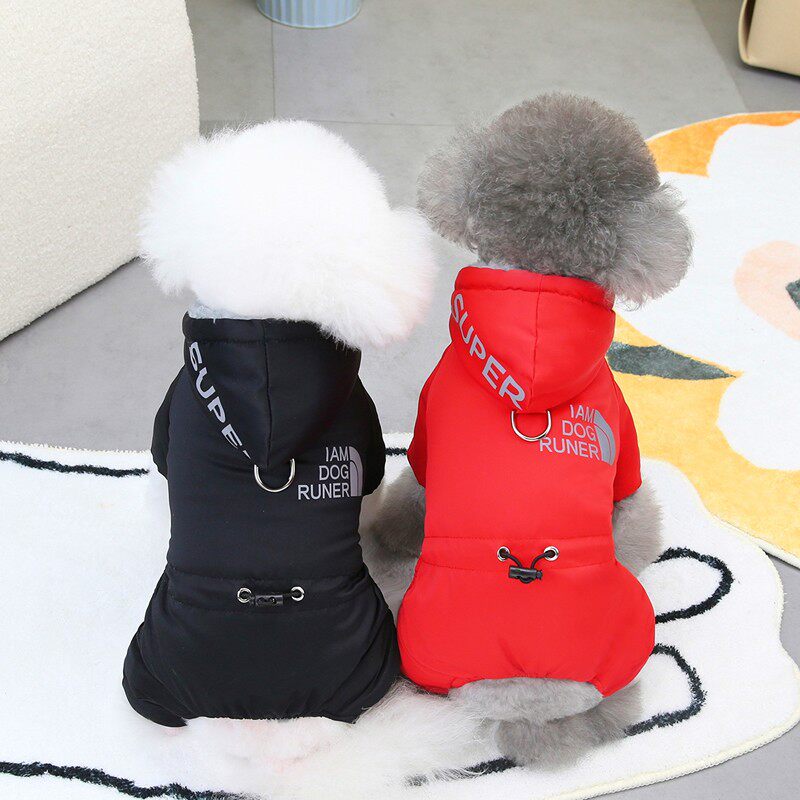 狗狗冬季新年款四脚衣服保暖高颜值棉衣宠物过年东北红色加厚棉服