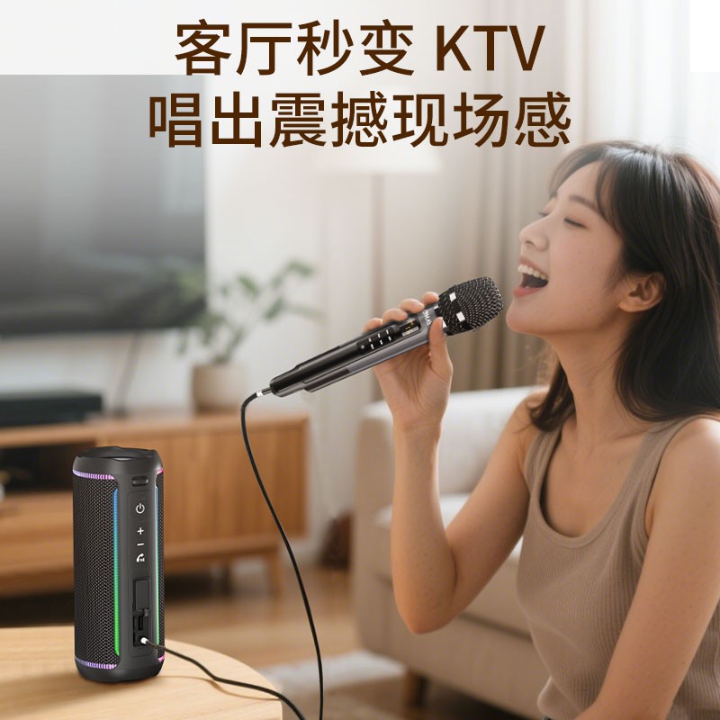 雷登音响内置声卡唱歌直播智能降噪动圈麦克风蓝牙音响通用麦克风