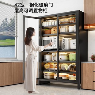帅仕厨房置物架落地多层家用收纳柜子多功能碗餐边微波炉储物橱柜