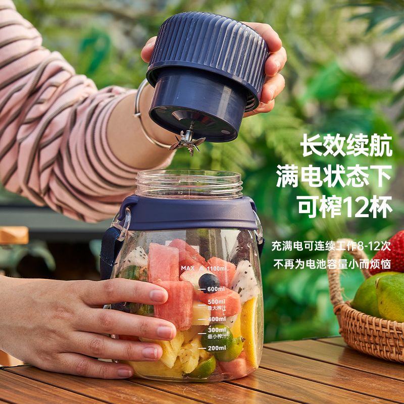 新款网红吨吨杯便携榨汁杯小型双盖水壶果汁机可碎冰充电式大容量