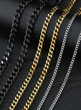 Cuban Link Chain Necklace For Men Woman Basic Stainless