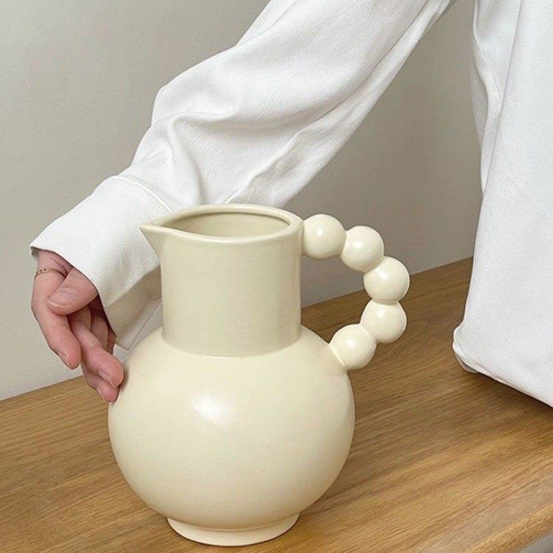 法式陶瓷奶壶提手花瓶高颜值插花水养客厅摆件装饰品干花鲜花水培,鲜花速递/花卉仿真/绿植园艺,花瓶,淘宝优惠券,粉丝福利购,淘宝优惠卷