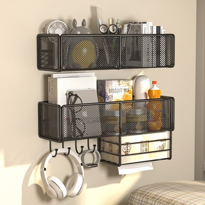 宿舍墙上置物架学生寝室收纳架子免打孔上铺神器床头床上居家好物