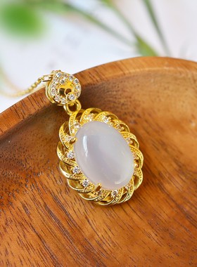 气质款~铜镶嵌玉髓时尚吊坠20573-2