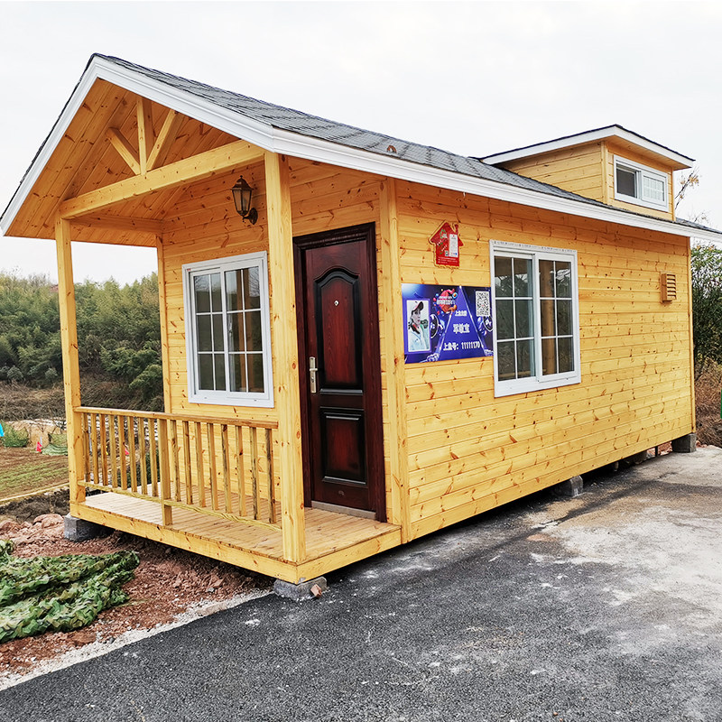 户外防腐木木屋小房子住人两室一厅可移动定制乡村树屋60平方别墅