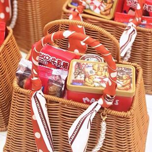 水果篮子礼盒网红款仿藤编花篮手提篮子伴手礼礼盒装饰篮花店编织