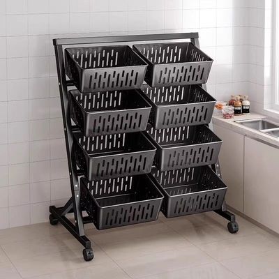 厨房置物架落地多层菜篮子家用小推车零食收纳筐果蔬菜架子储物架