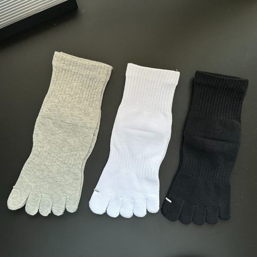 运动女五指袜子瑜伽健身分指袜纯棉纯色高橡筋厚款分趾五指袜男款