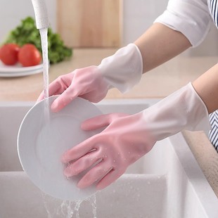5双 洗碗手套女耐用型家用厨房乳胶加厚清洁神器家务橡胶皮防