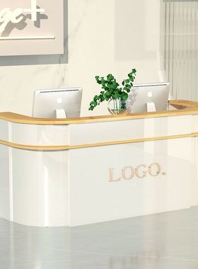 简约现代弧形柜台半圆形前台圆角收银台服装店理发店美容院咨询台