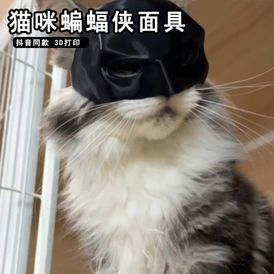 网红3d打印猫咪蝙蝠侠面具狗狗搞笑头套小狗猫猫头饰创意宠物面罩