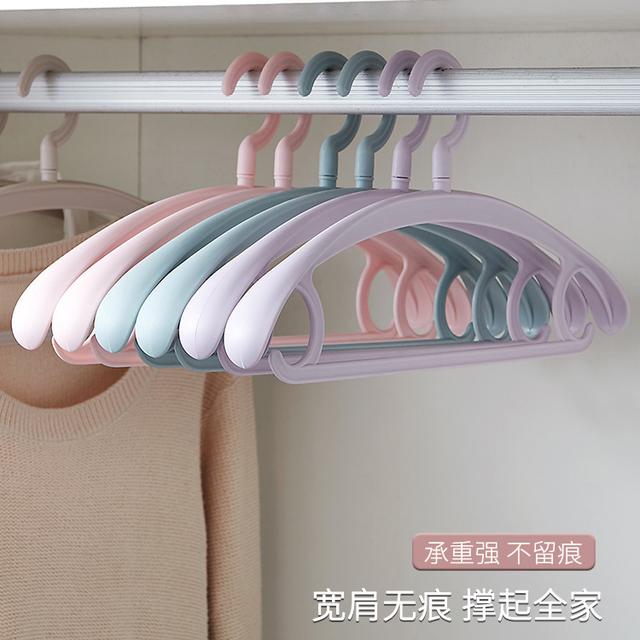 【到手10只】无痕衣架加大加宽加厚成人不留痕旋转家用衣架防肩角