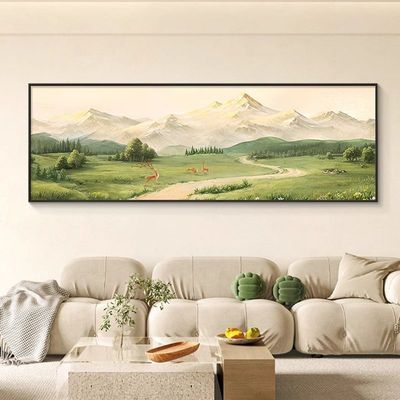 日照金山客厅装饰画横幅山水风景油画沙发背景墙挂画壁画