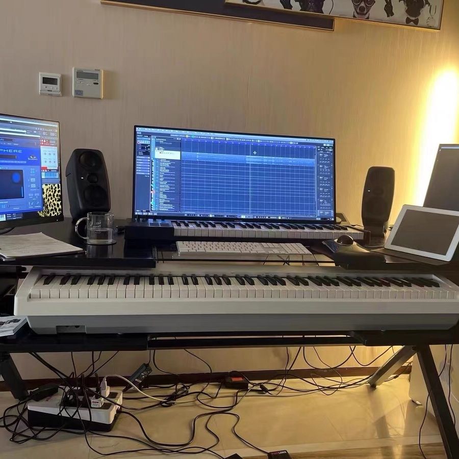 编曲桌实木琴桌录音棚电钢琴桌工作室收纳工作台midi键盘家用简约