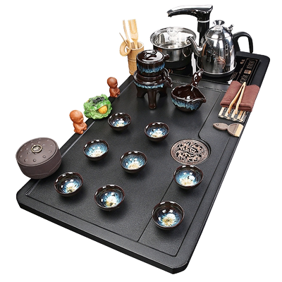 整套紫砂茶具套装全自动烧水壶一体实木茶盘家用客厅泡茶功夫茶台