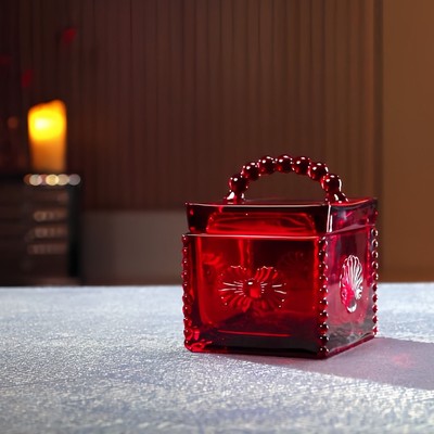 【珠联璧合（红）】珠点收纳盒浮雕玻璃储物罐带盖收纳罐糖果装饰