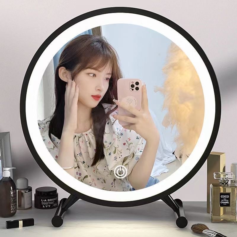 大号化妆镜台式桌面镜子卧室化妆镜led灯镜学生梳妆镜子宿舍用