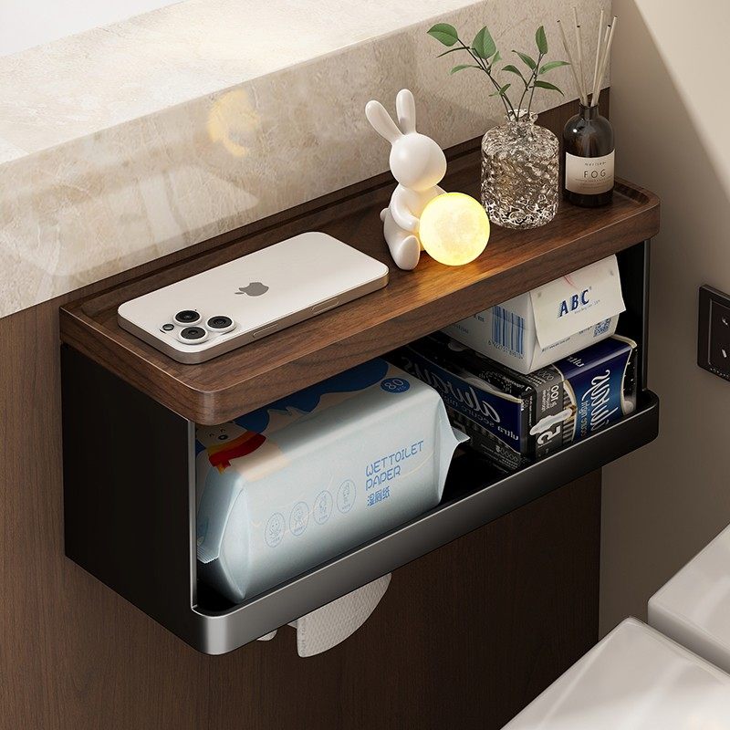 胡桃木卫生间纸巾盒免打孔厕纸盒姨妈巾卫生纸置物架马桶旁卷纸架,家庭/个人清洁工具,卷纸器/纸巾架,淘宝优惠券,粉丝福利购,淘宝优惠卷