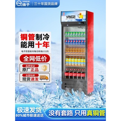 扬子单门啤酒饮料展示柜冷藏超市冰柜商用冰箱立式保鲜冷柜双门