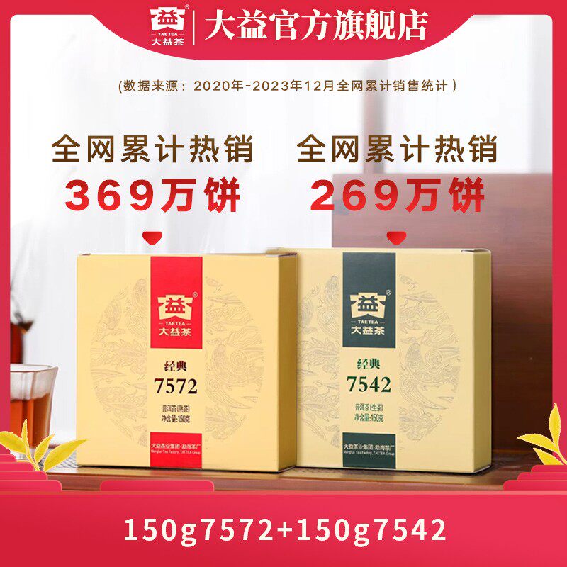 大益标杆普洱茶7542 生茶/7572熟茶花香醇厚自饮全场景