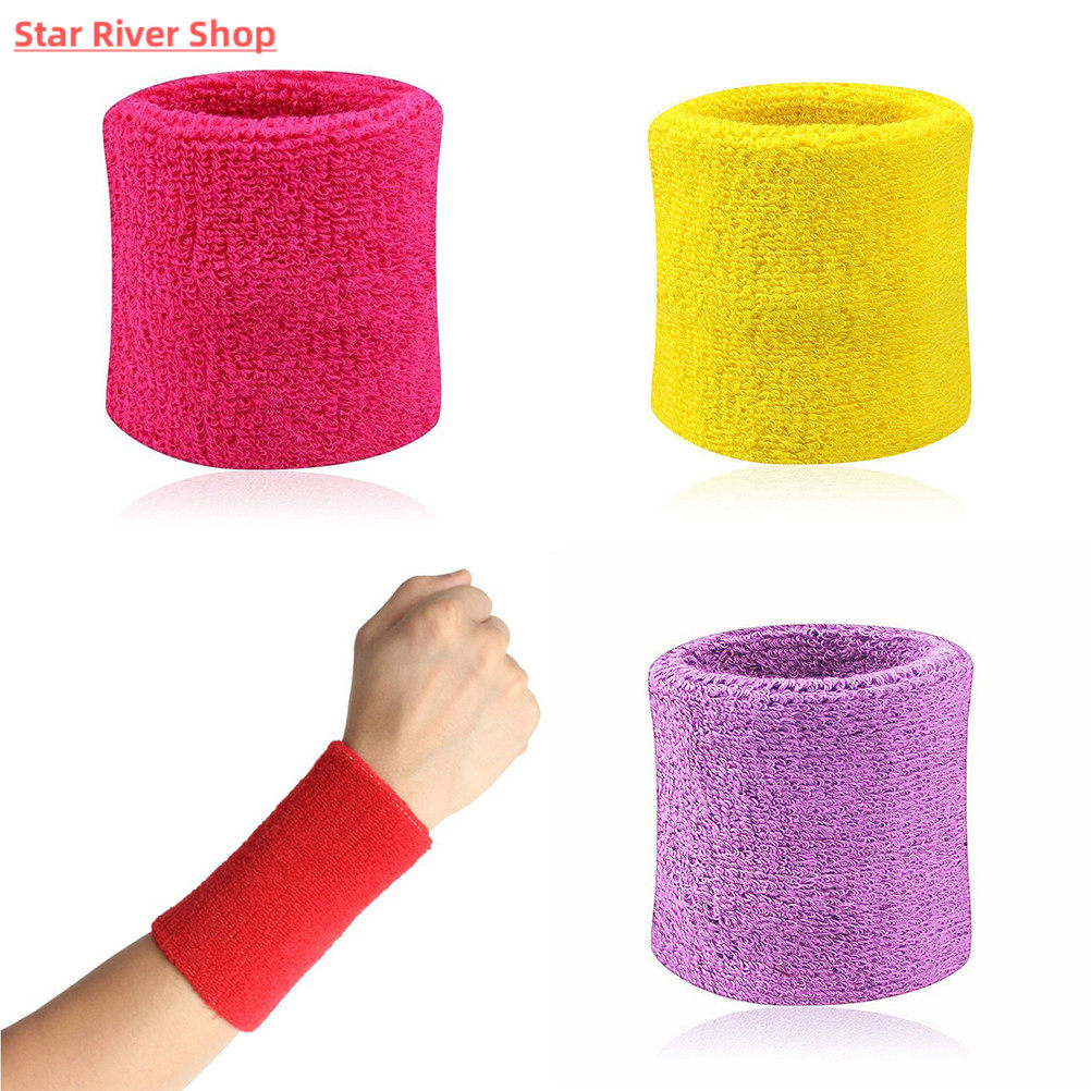2PCS Colorful Cotton Unisex Sport Sweatband Wristband Wrist