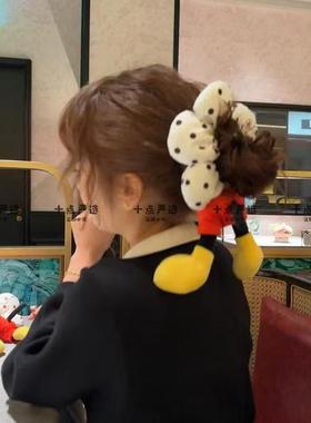 创意米奇屁股红色波点发圈女生拍照米老鼠腿发饰毛绒大肠圈头绳