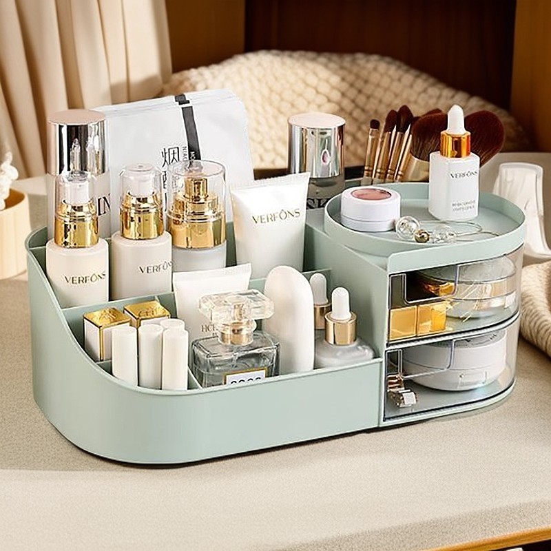 宿舍收纳盒透明抽屉式桌面化妆盒化妆品书桌置物架学生宿舍桌上