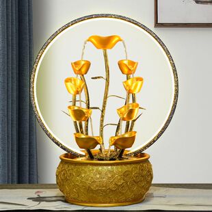 开业礼物贺礼发财树流水办公室吧台实用大气招财办公桌风水轮摆件