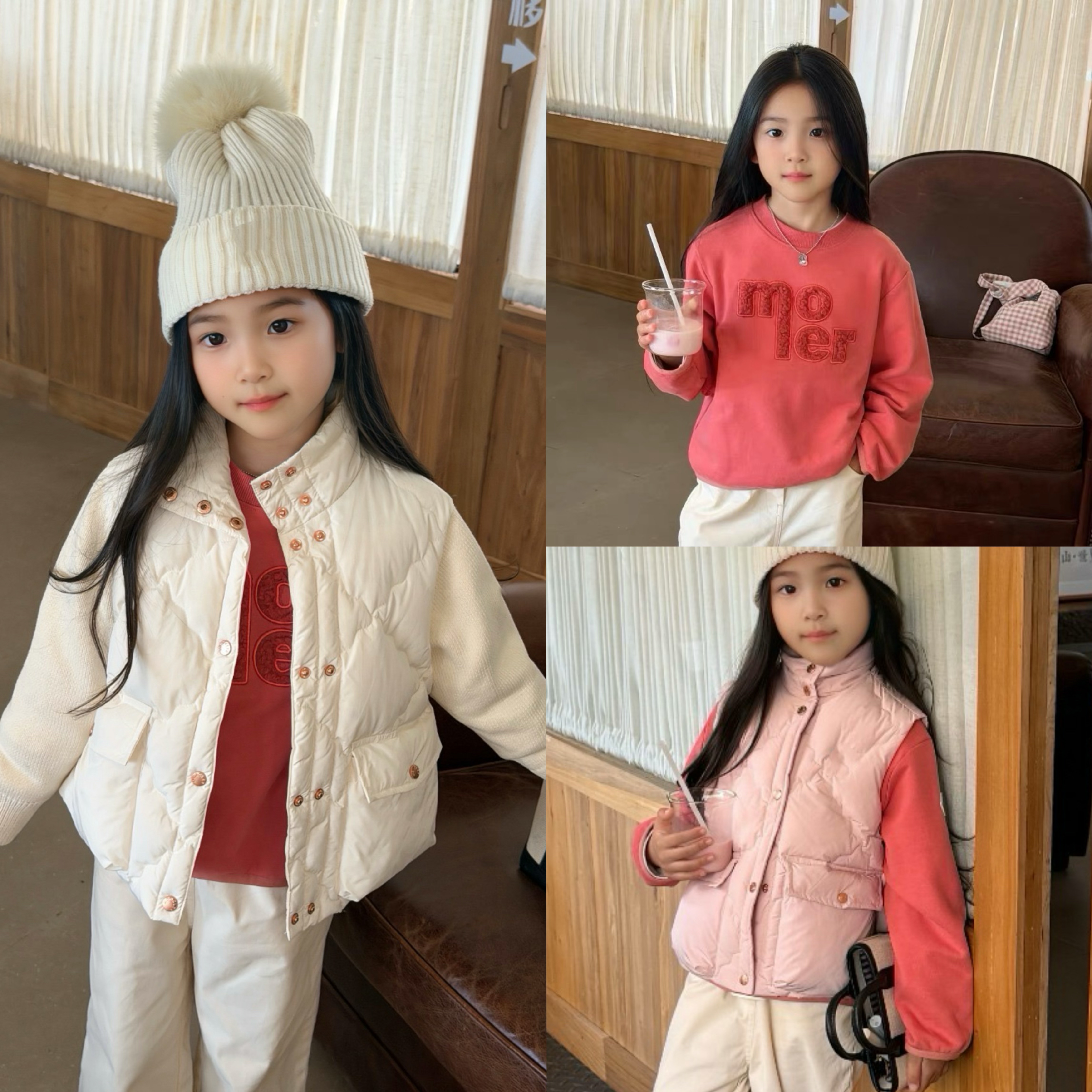 女童毛巾绣立体字母长袖卫衣26秋季新款童装玫红色亲子装休闲卫衣