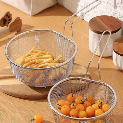 漏勺316不锈钢沥水篮家用厨房捞面勺细网煮面油炸漏网过滤网fb39