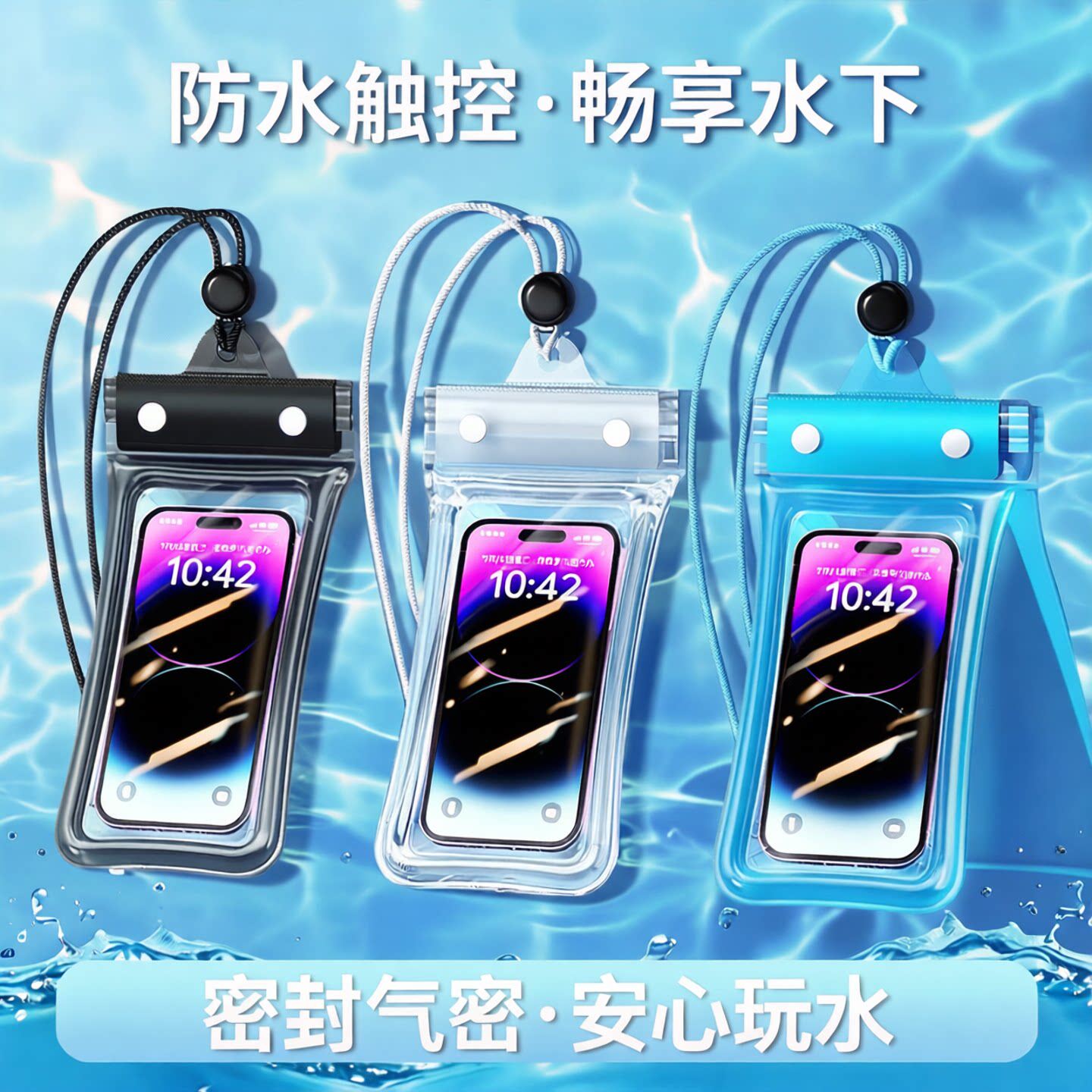 可触控屏幕手机防水袋游泳漂流