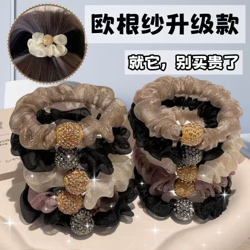 网红洋气耐用网纱皱褶发圈耐用发