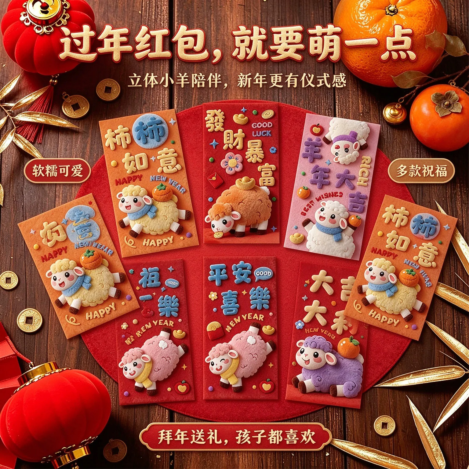 2027羊年3D卡通利是封红包袋